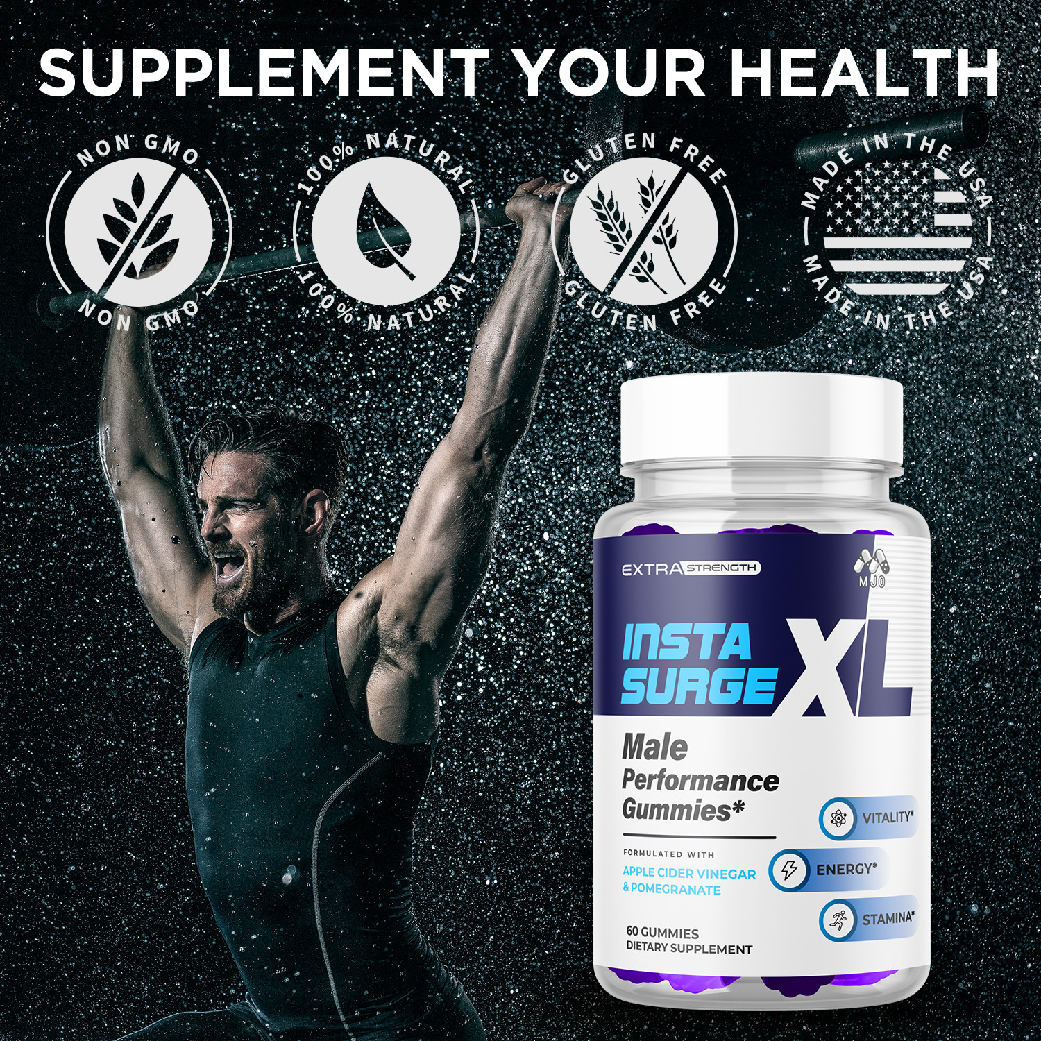 (1 Pack) Insta Surge XL Male Gummys Advanced Supplement InstaSurgeXL 60 Gummies