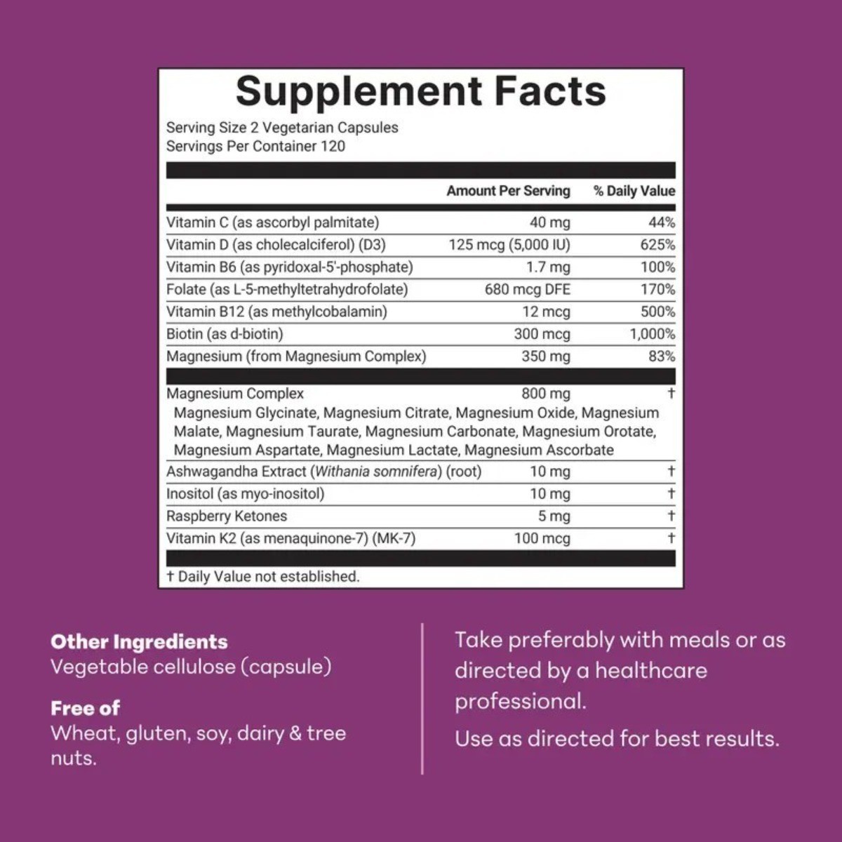 Micro Ingredients Magnesium 20-in-1 – 240 Veggie Caps for Women