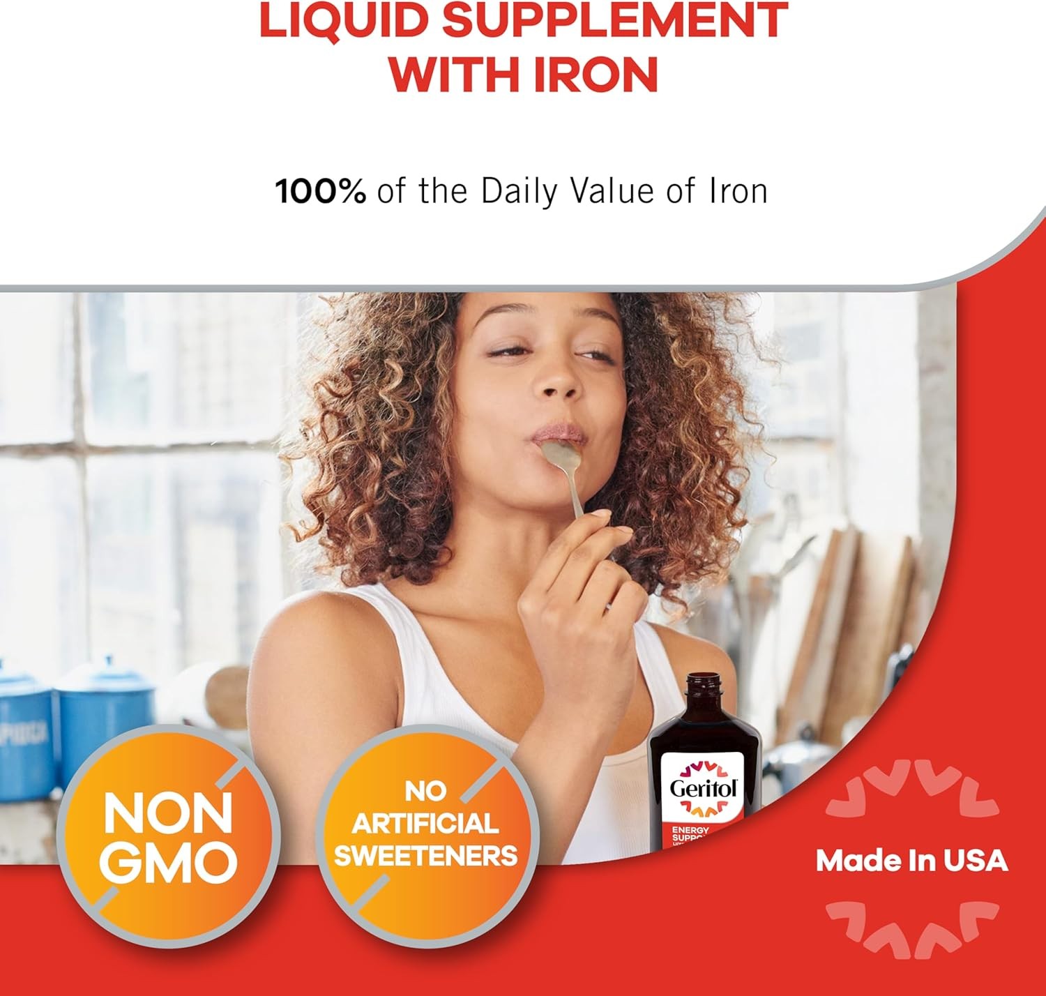 Liquid Iron Supplement 12oz Energy Support B Vitamins Easy to Swallow