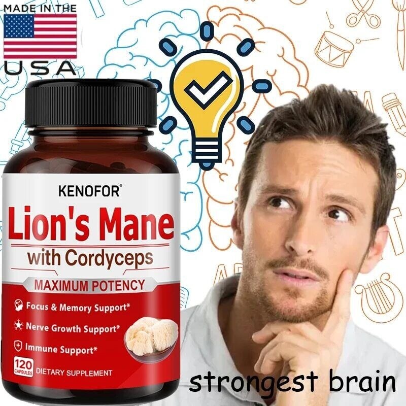 Organic Lion’s Mane Mushroom Supplement (450 mg) – 30/60/120 Capsules