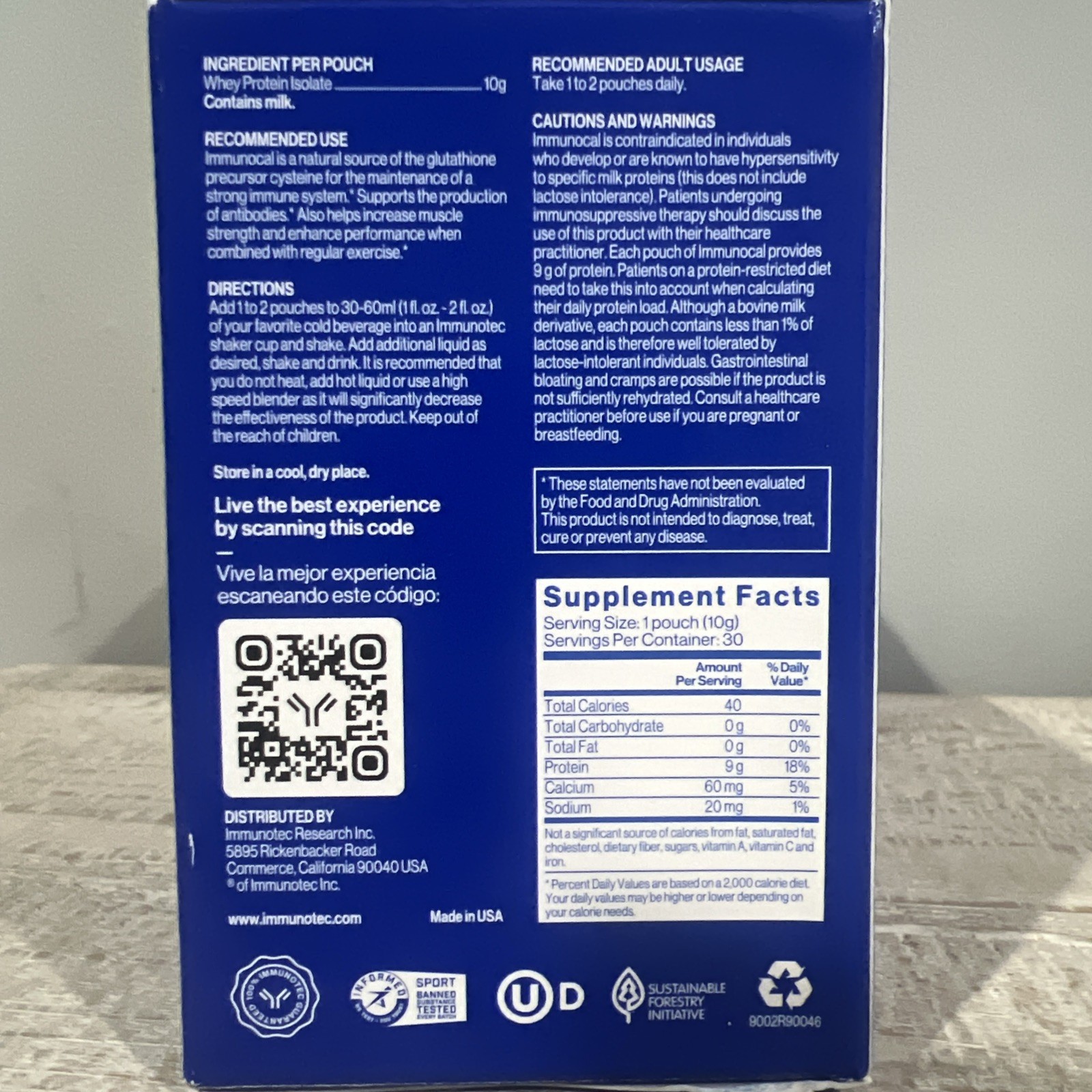 Immunocal Classic Blue Glutathione Precursor 30 Servings Exp 2028 – New/Sealed