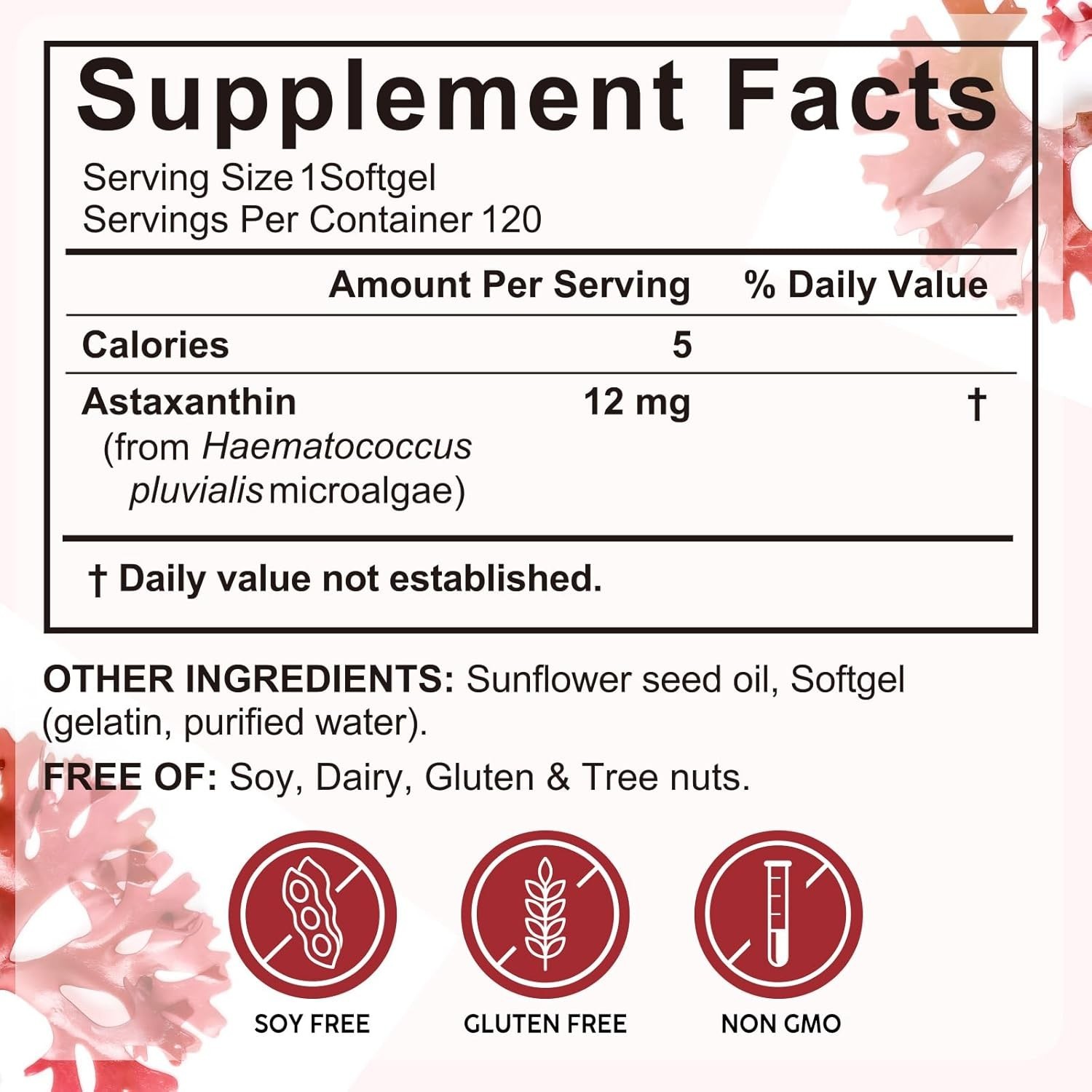 Astaxanthin 12mg – Antioxidant, Supports Eye, Joint, Skin Health, Immune Support