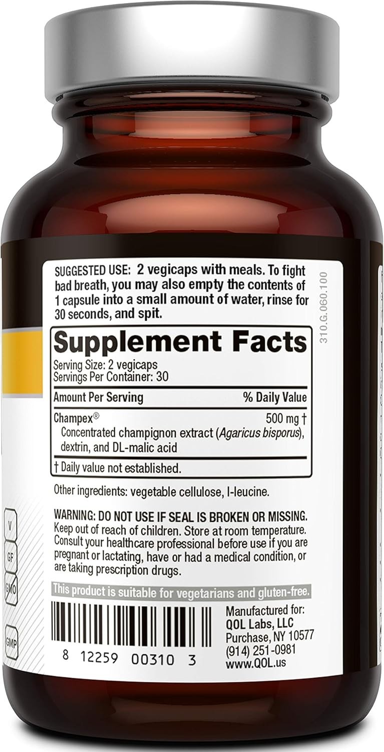 Mushroom Extract Detox Support for Odor Elimination, 60 Easy-to-Swallow Capsules