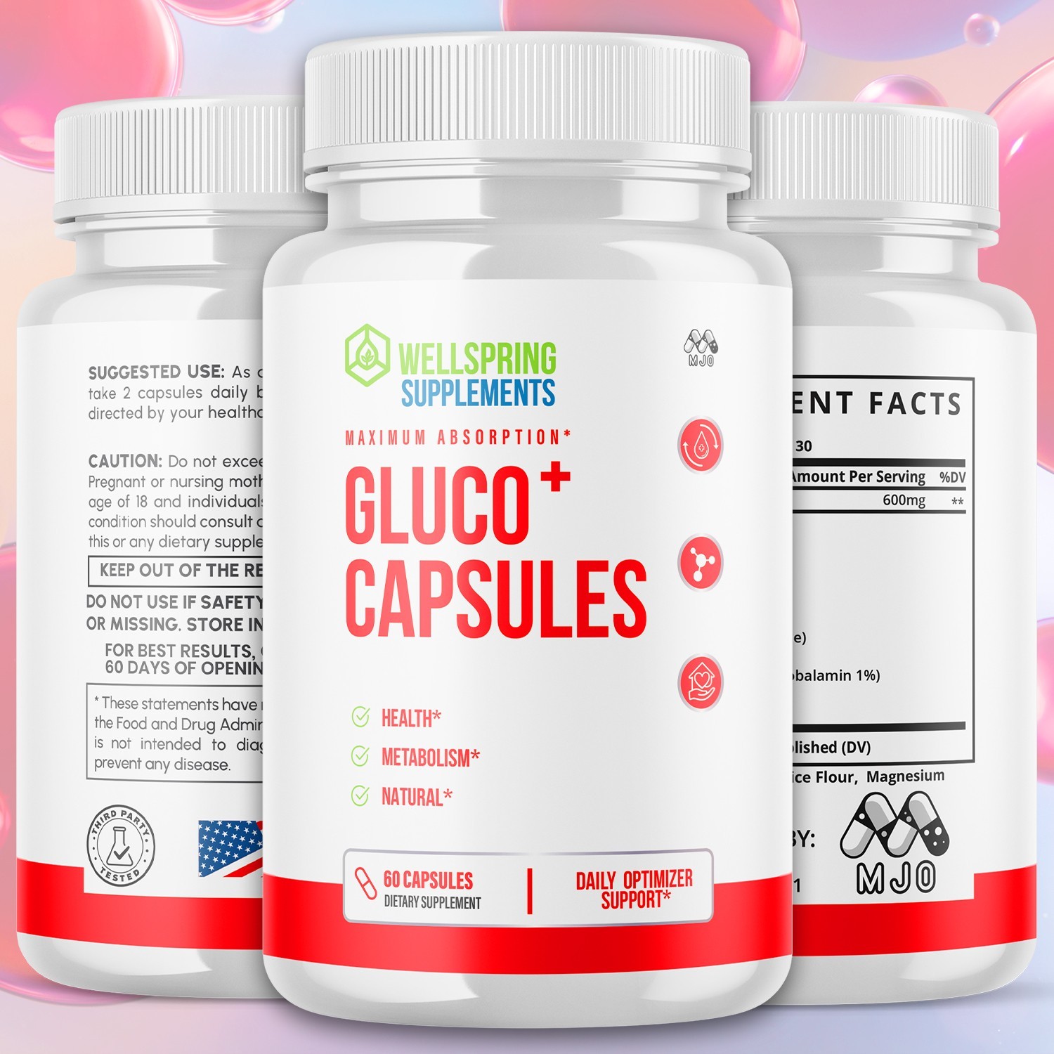 (1 Pack) Gluco+ Advanced Support Blood Sugar Supplement Gluco + 60 Capsules