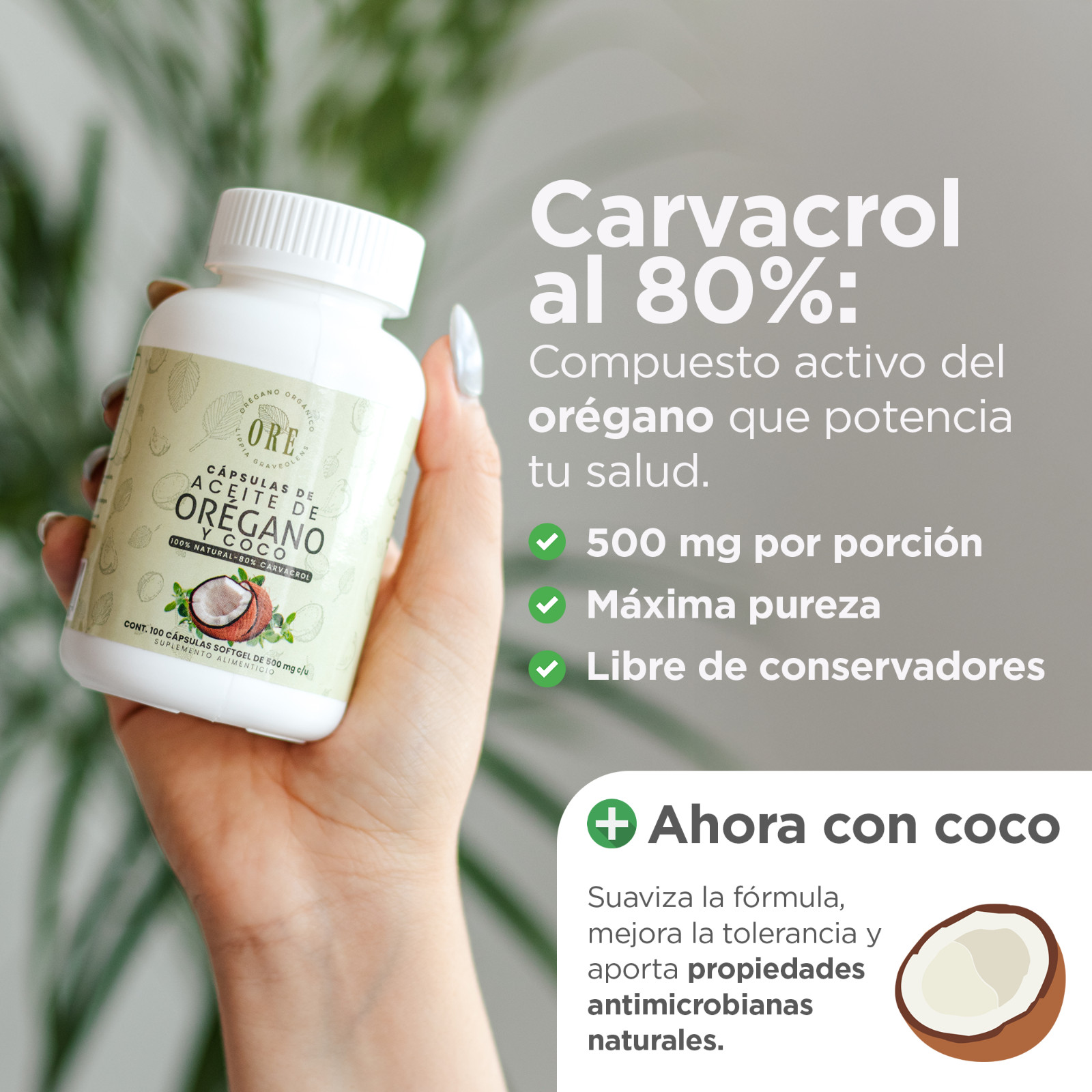 Oregano Oil Capsules with Coconut Oil (100 Count) – 80% Carvacrol by ORE Oregano