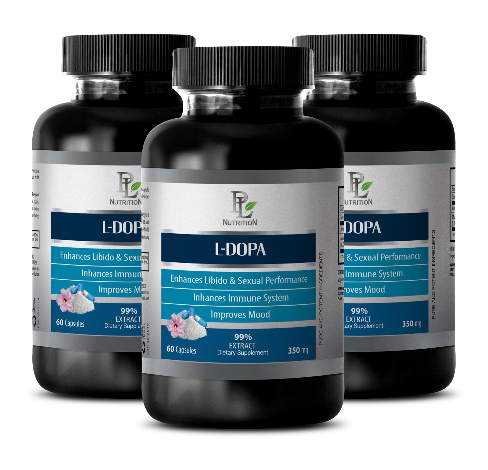 l dopa capsules – L-DOPA 99% EXTRACT 350mg – pain and stress relief 3B