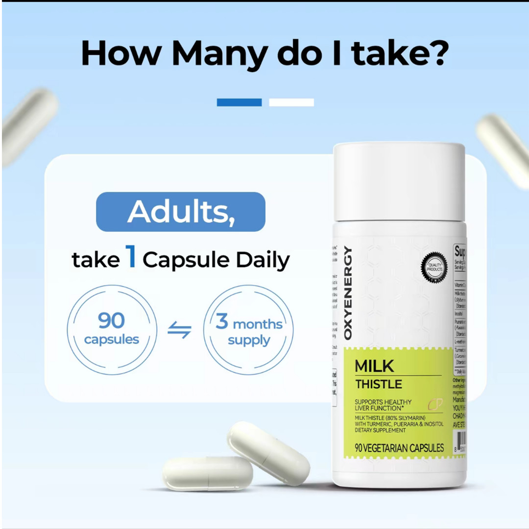 2 BOTTLES—Milk Thistle Liver Detox Supplement – 300mg Silymarin – OXYENERGY+