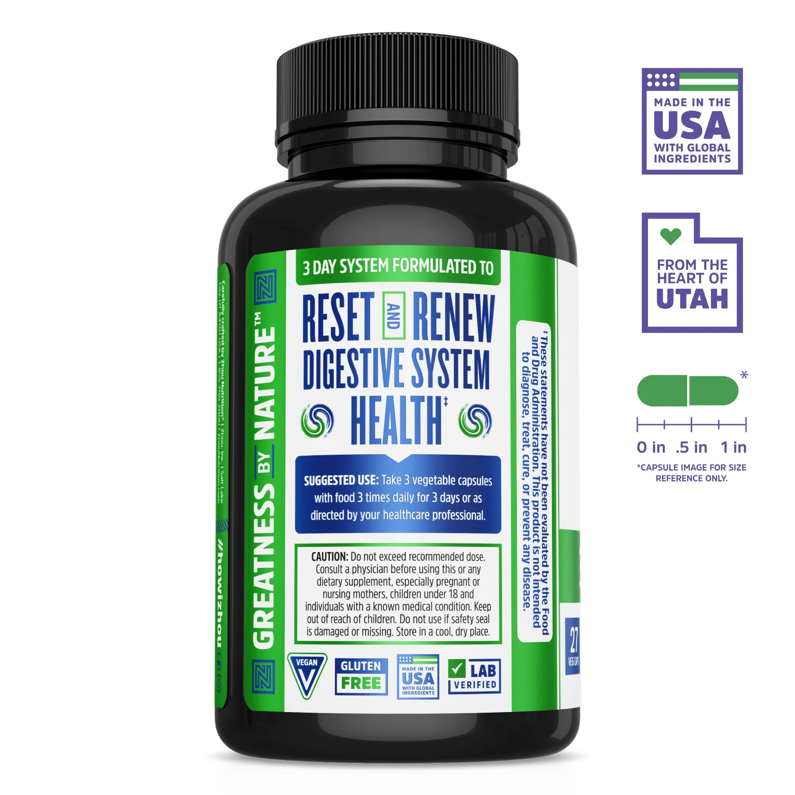 Zhou Nutrition 3 Day Renew – Digestive Reset & Bloating Relief – 27 VegCaps