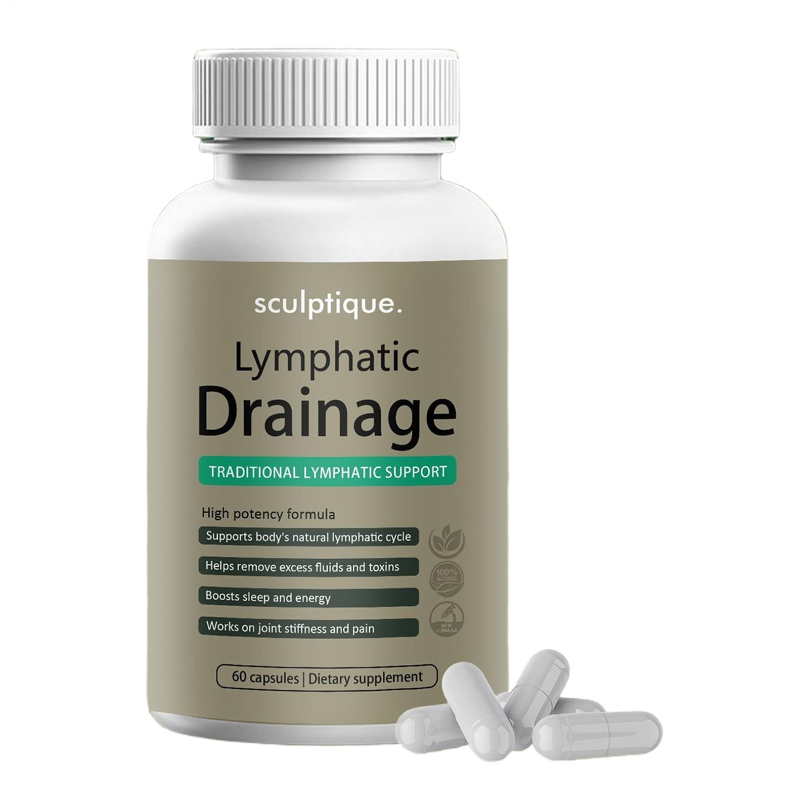 3PACK Sculptique Lymphatic Drainage Capsules, Lymphatic Drainage, 60 Capsules US