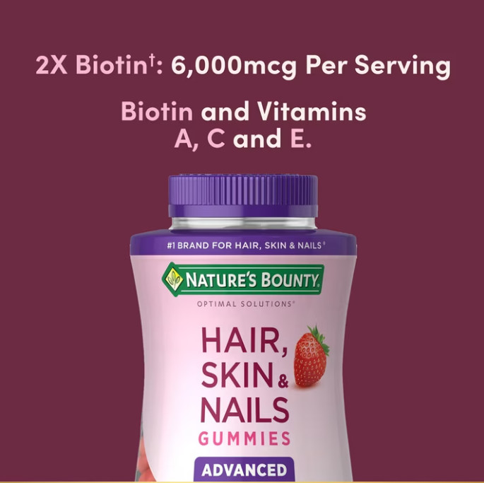 Nature’s Bounty Advanced Hair Skin & Nails 2X Biotin Gummies 180 Ct
