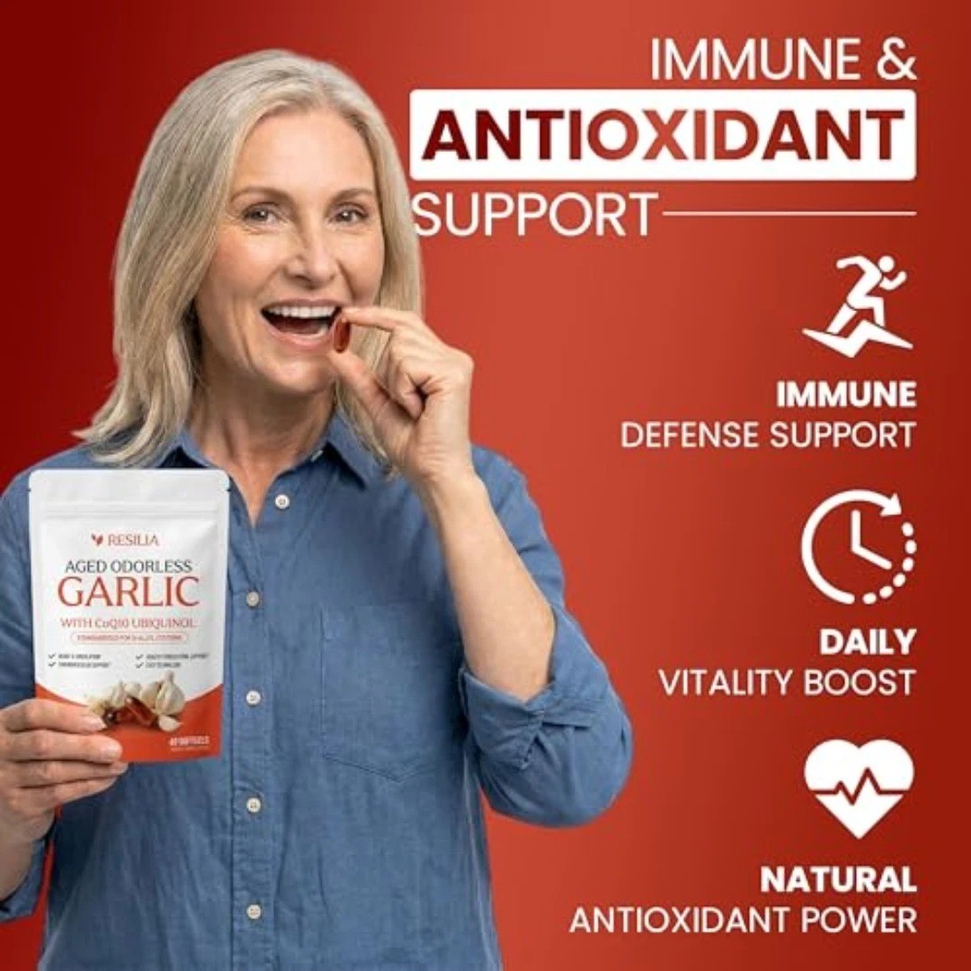 Resilia Garlic Extract 600mg Softgels (60 Count) – Odorless Aged Garlic Extra…