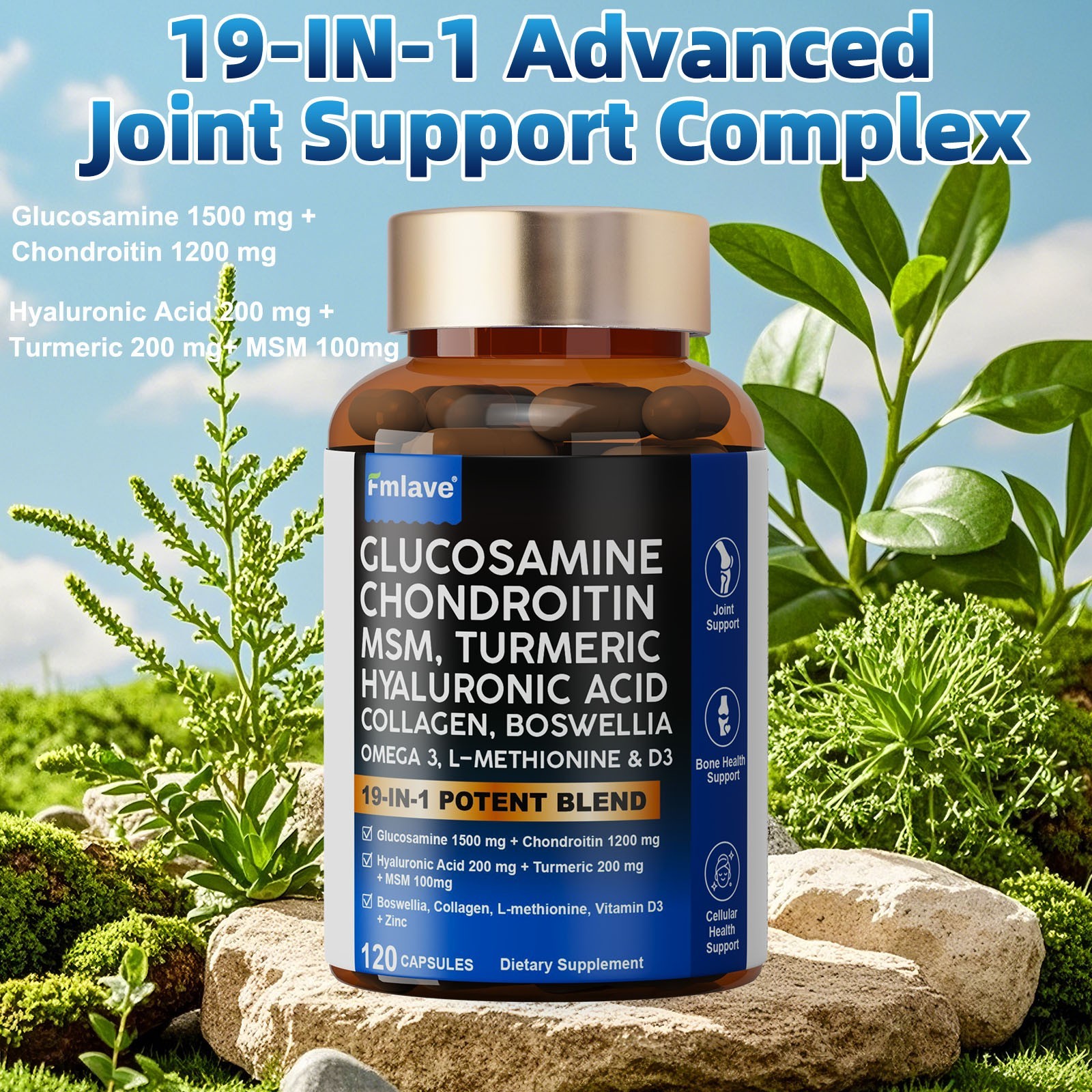 Glucosamine Chondroitin Turmeric MSM Triple Strength Joint Support 2800mg 120pcs