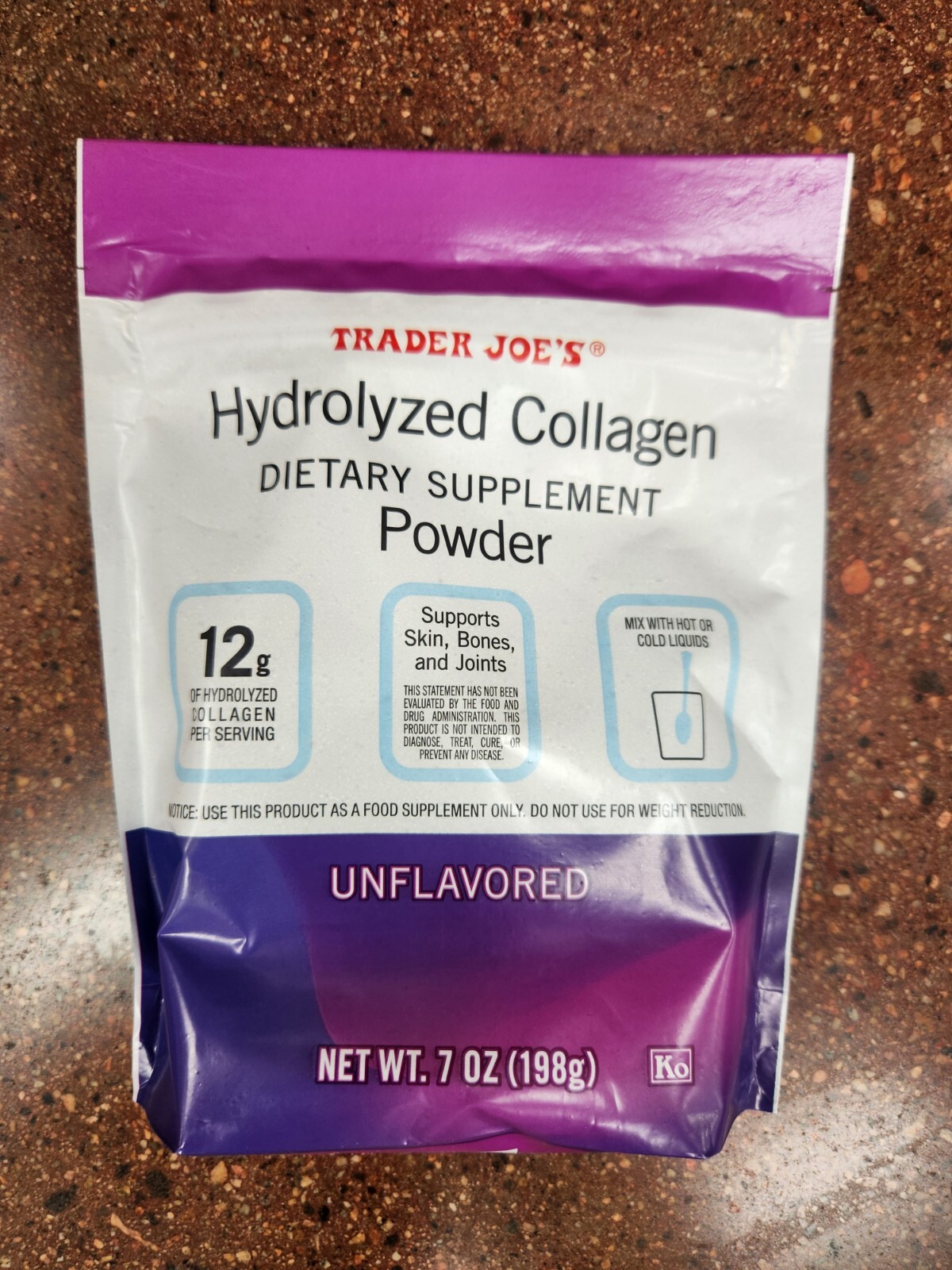 Trader Joes Hydrolyzed Collagen, Unflavored, 198g, Exp 9/18/2028