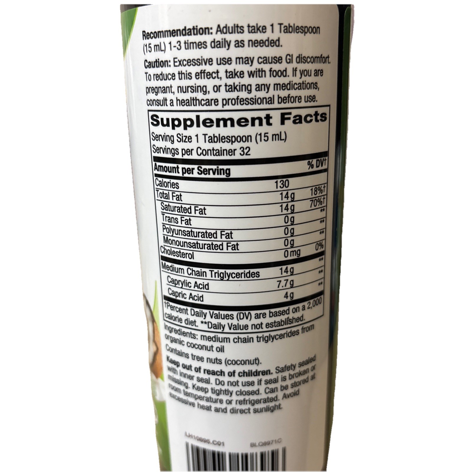 Nature’s Way Organic MCT Oil, 16 Fl Oz, Brain and Body Fuel BB 07/2027