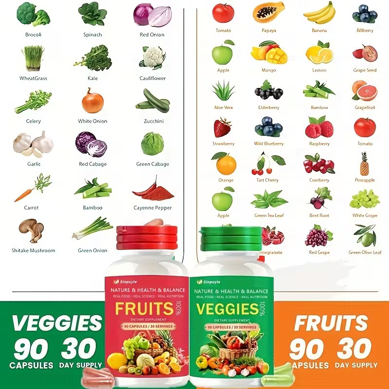 Fruits & Veggies Supplements – 90 Fruits & 90 Vegatables Capsules