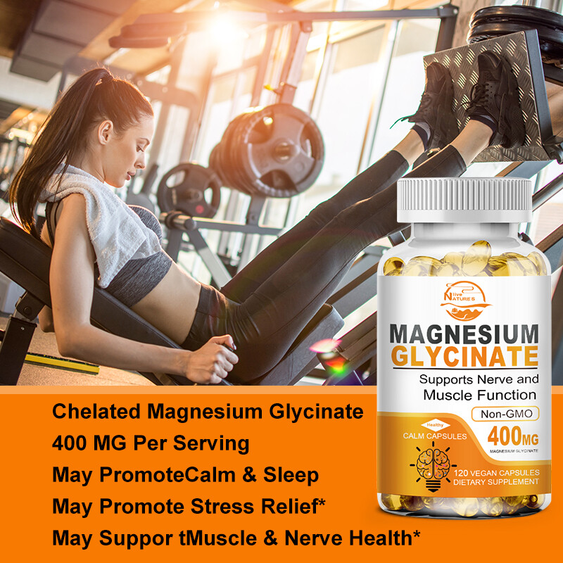 High Absorption Magnesium Glycinate 400 mg, 120 Capules Non-GMO Relieve Stress