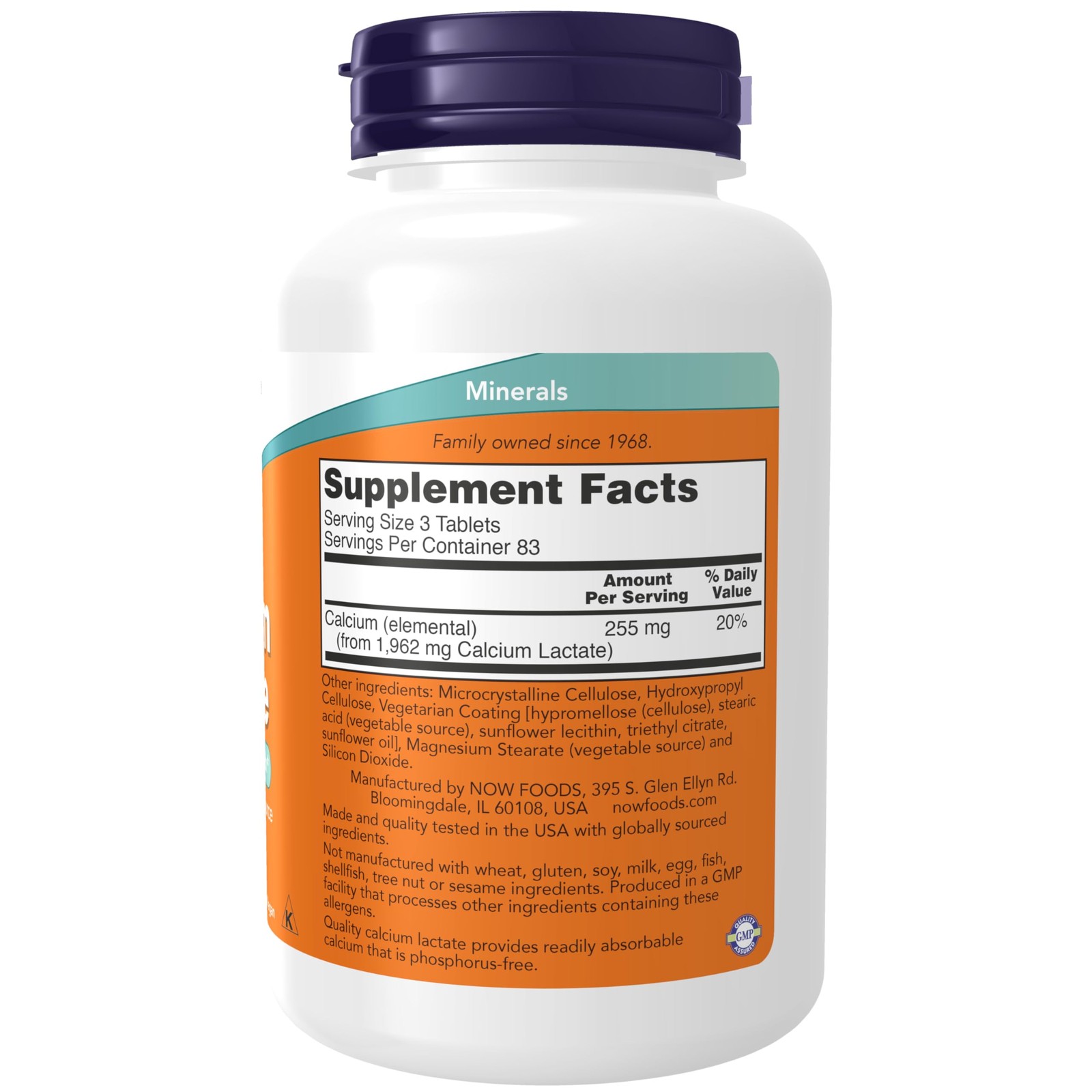 NOW Foods Supplements, Calcium Lactate, Supports 250 Count (Pack of 1), White