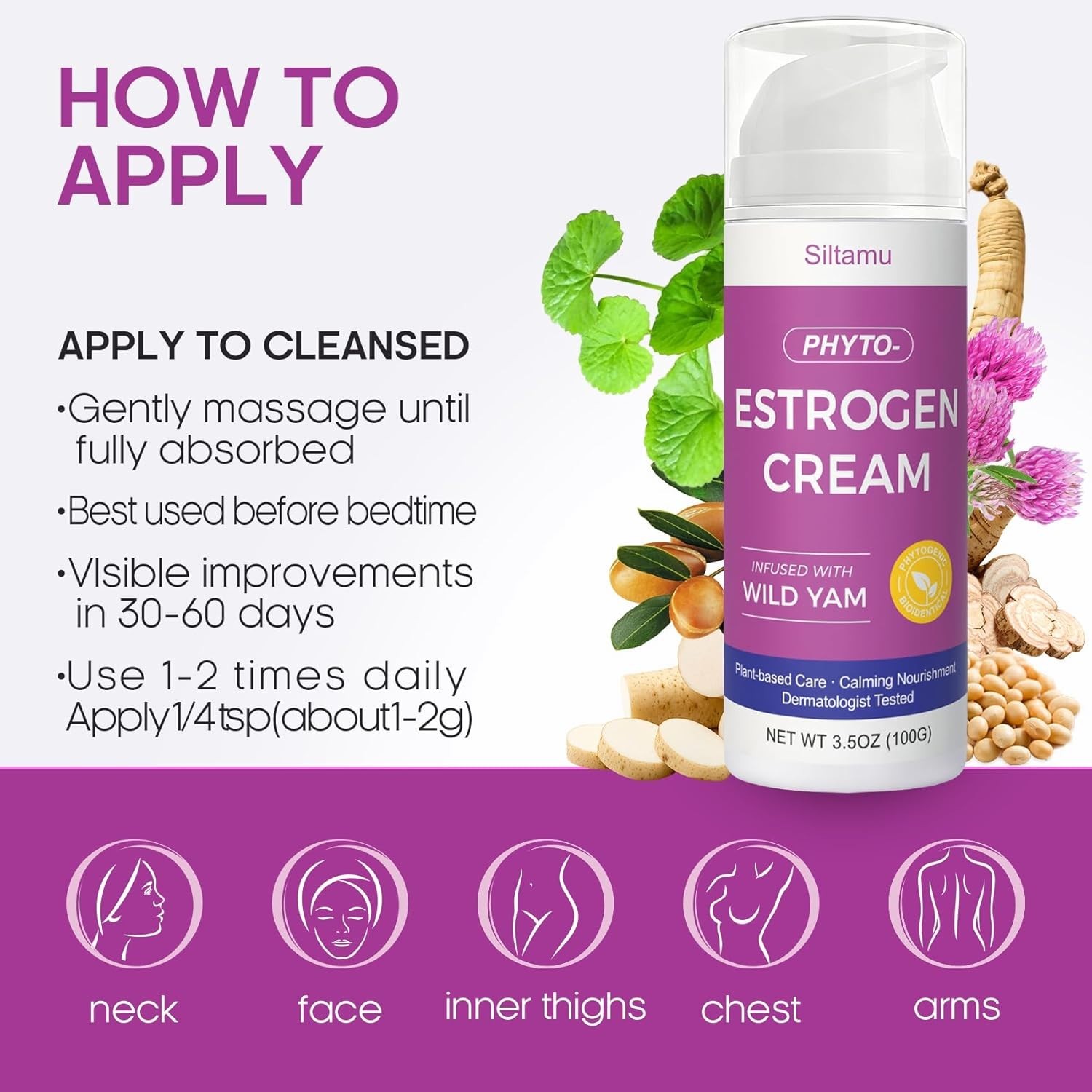 Phytoestrogen Cream for Women – Menopause Support, 3.5 oz Hydrating Moisturizer