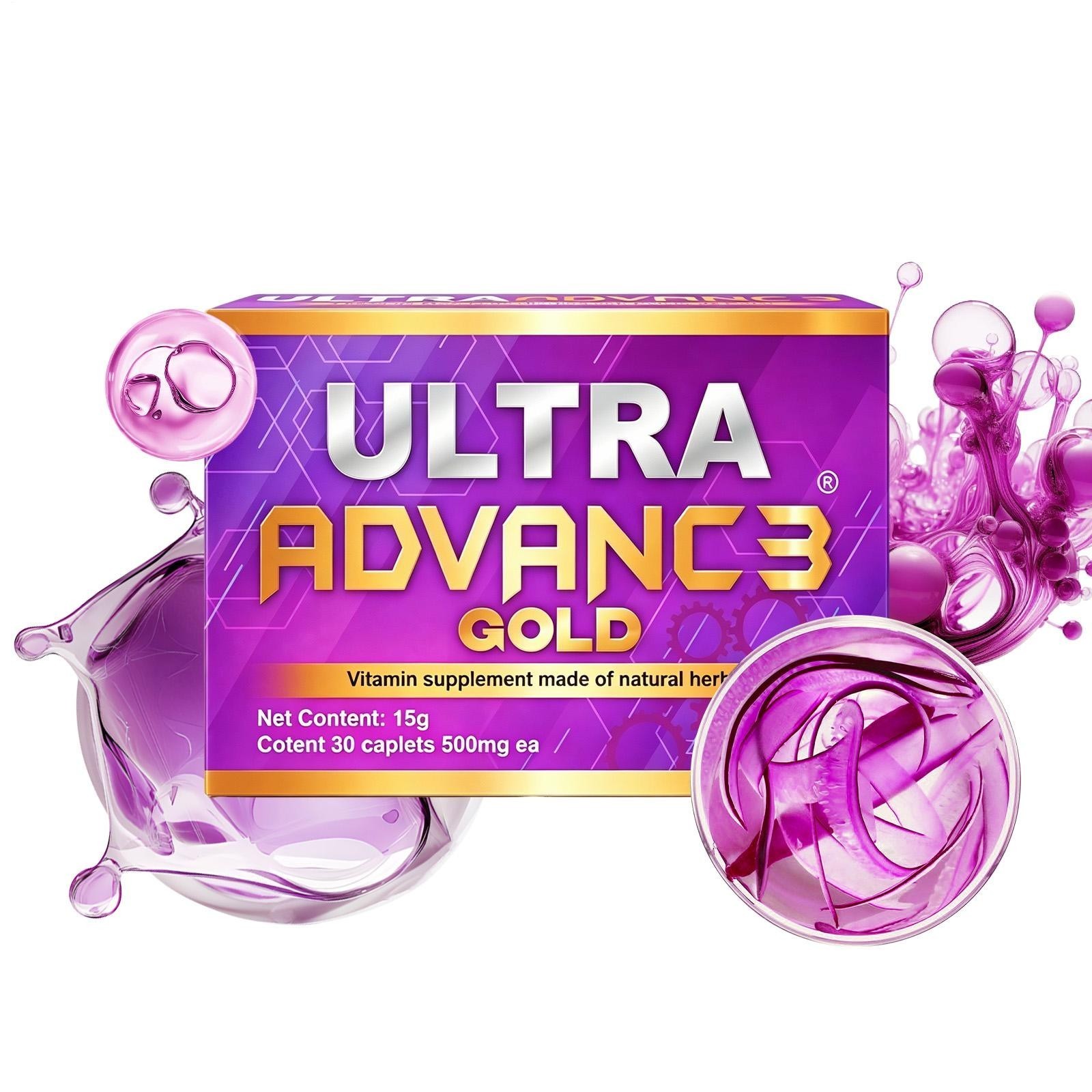 3 Pack Ultra Advance Vitamin & Mineral Supplement 30 Capsules 500 Mg New6e