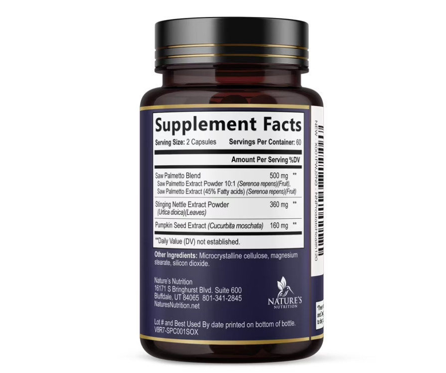 Prostate Health 1000mg 3X Formula w/ Saw Palmetto Capsules for Men