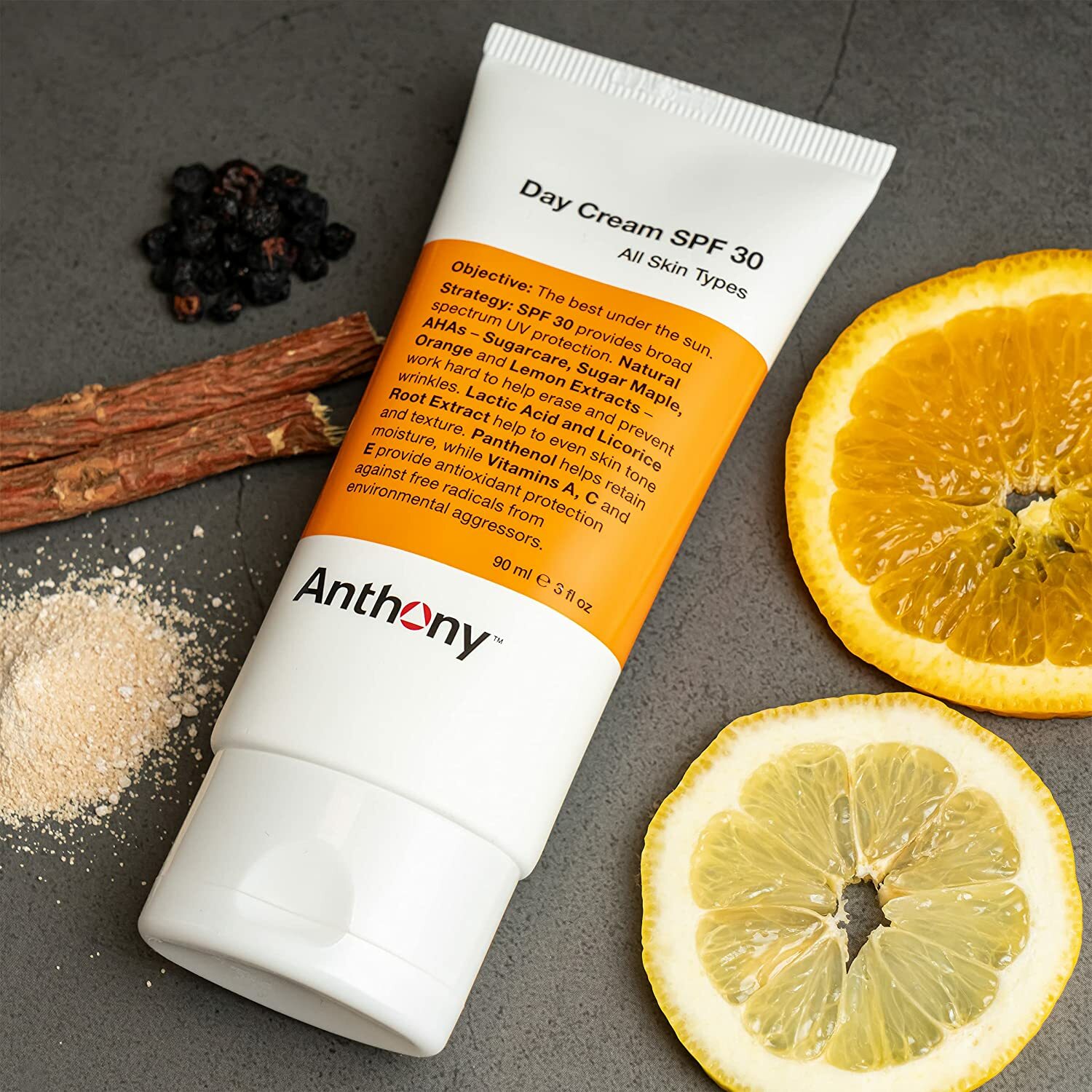 Anthony Day Cream SPF 30, 3 Fl Oz, Contains Squalane, Glycerin, Soy and Vitamin