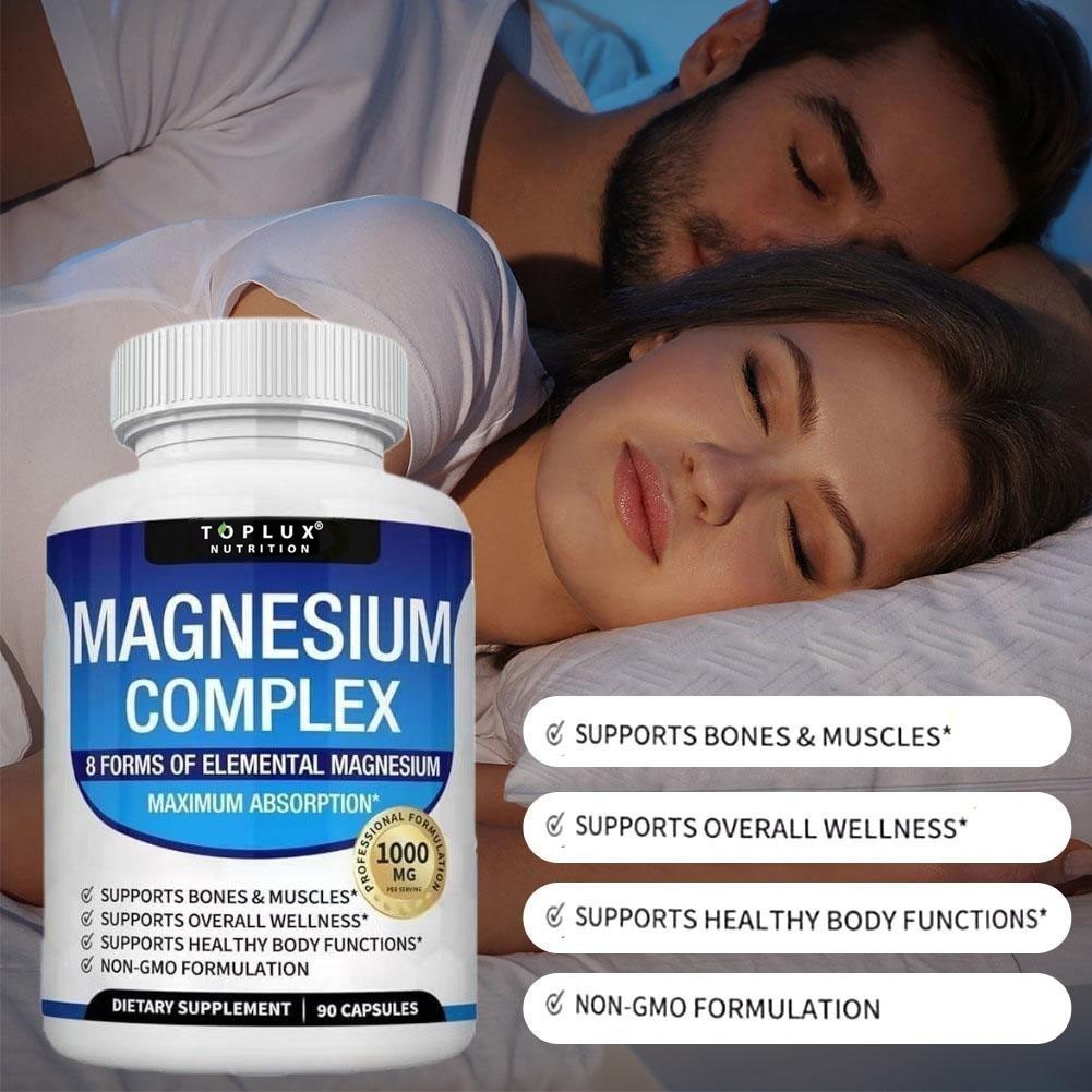 3Pack Toplux Nutrition Magnesium Complex 1000mg Supports 8 Elemental Magnesium