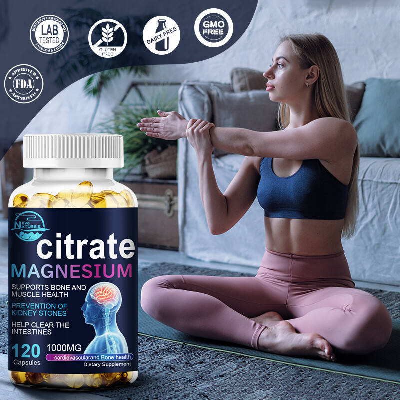 Magnesium Citrate Capsules 1000mg Supports Bone,Heart Health Citrato De Magnesio