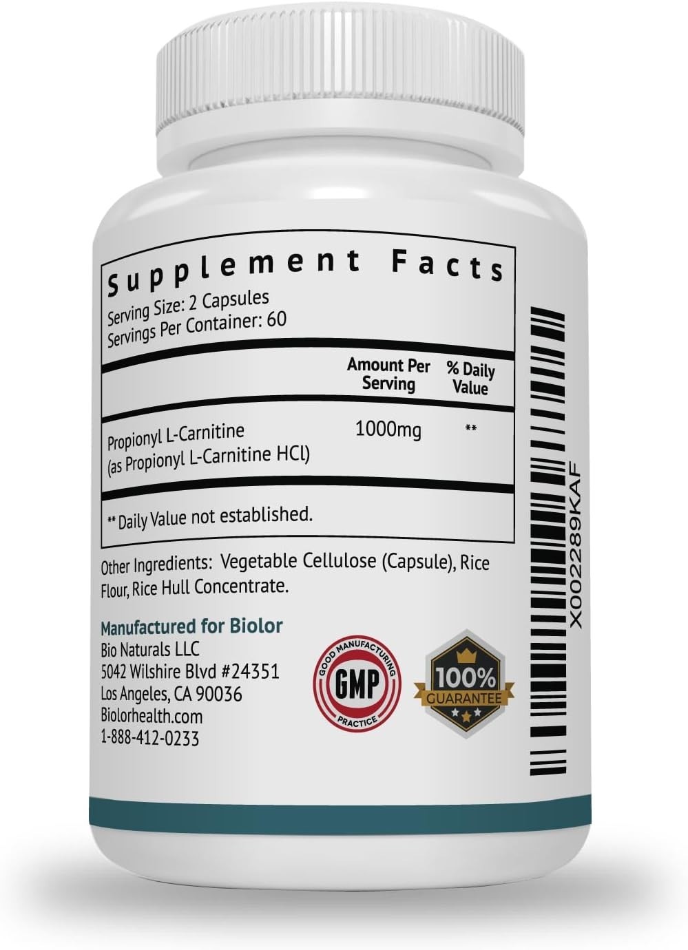 High Absorption Propionyl-L-Carnitine (PLCAR) No Artificial Fillers – Effective