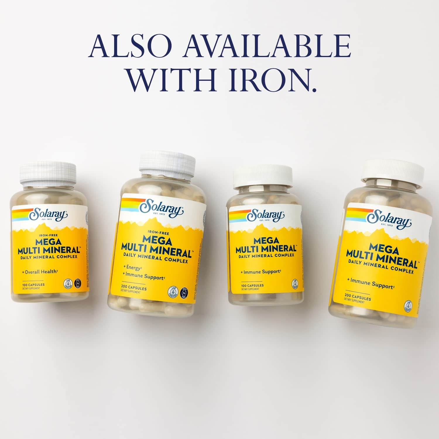 SOLARAY Mega Multi Mineral, Iron Free – Daily 100 Count (Pack of 1), No Color