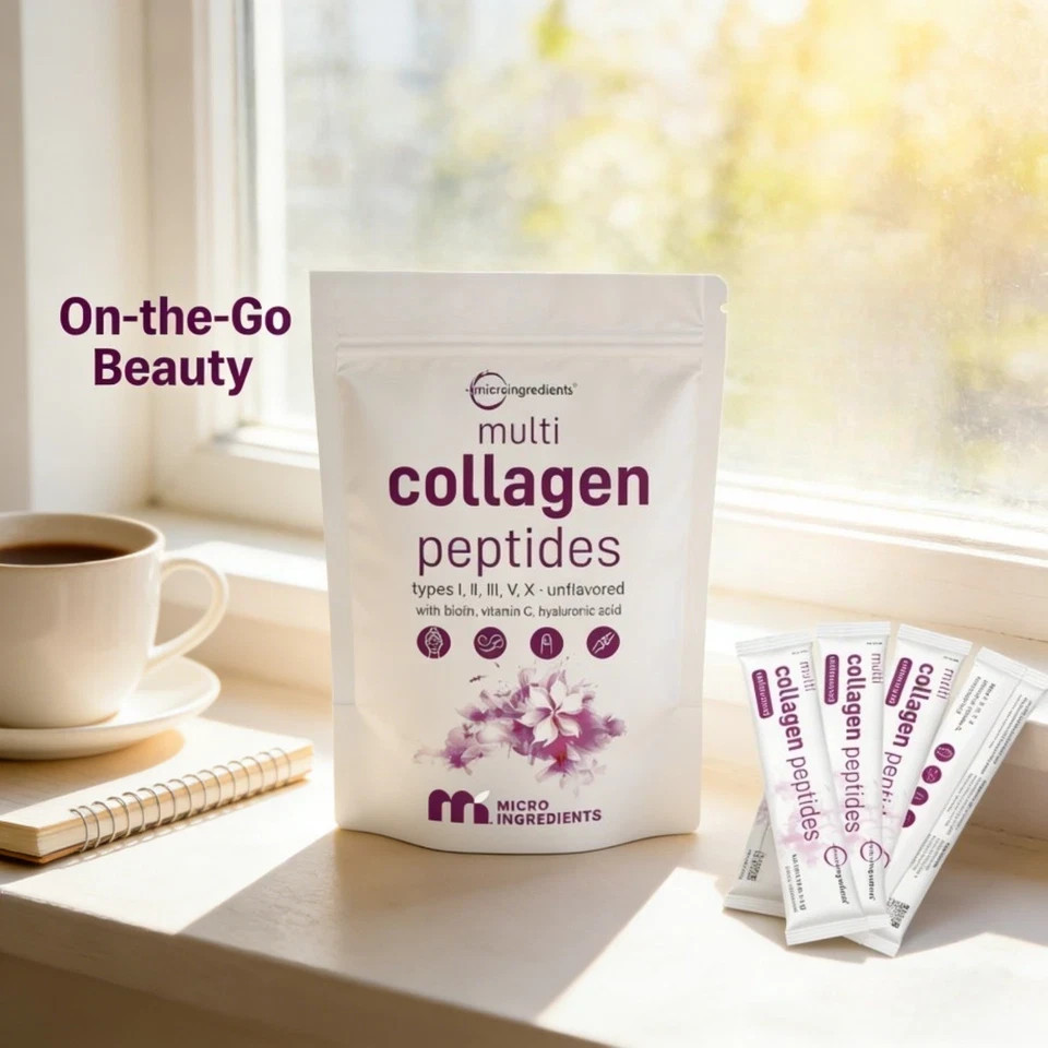 2-Pack Micro Ingredients Multi Collagen Peptides Types I II III V X Biotin 2lb