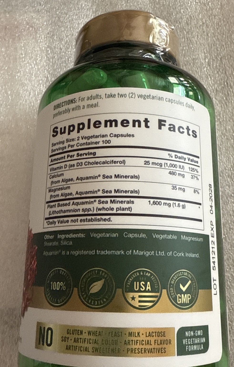 CARLYLE. RED MARINE ALGAE 1,600 MG 200 Capsules Exp 10/27- Gluten Free Non GMO