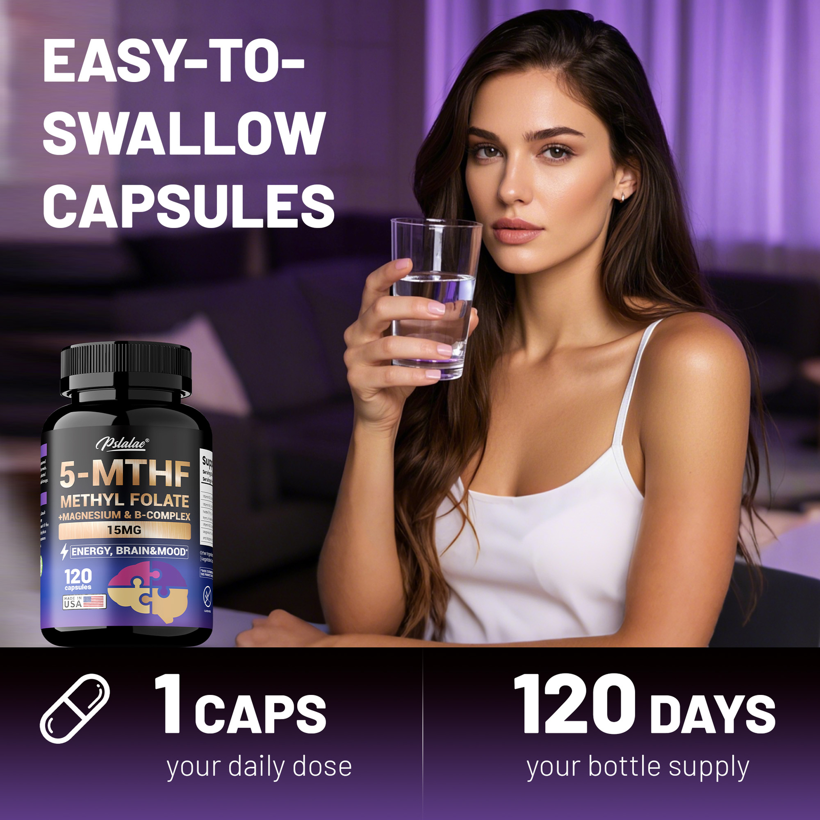 5-MTHF Methylfolate – Brain Health and Mood Support, Memory Enhancement, Focus