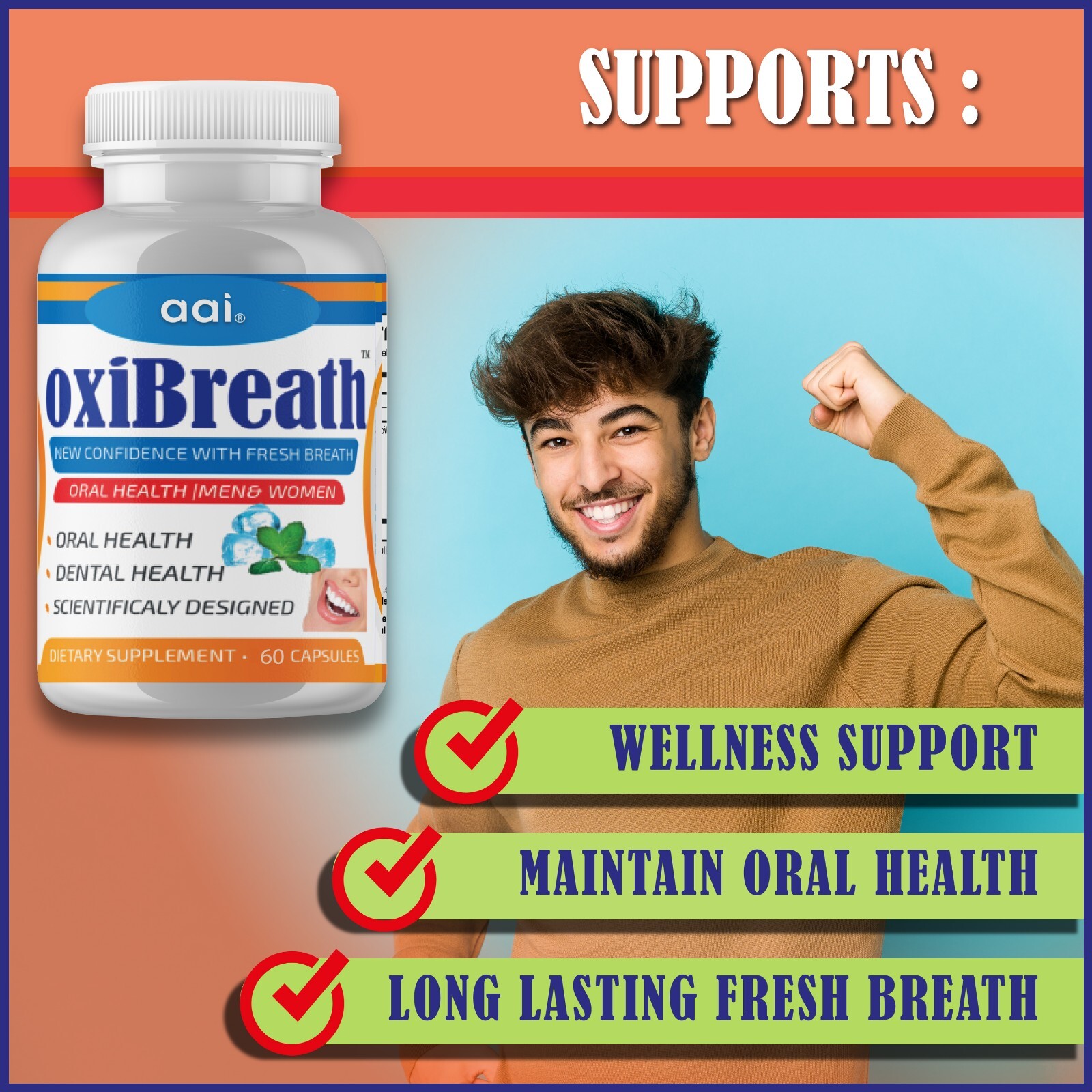 Combo Pack OxiBreath Breath Freshener,Bad Breath Odor Supplement for Men &Women