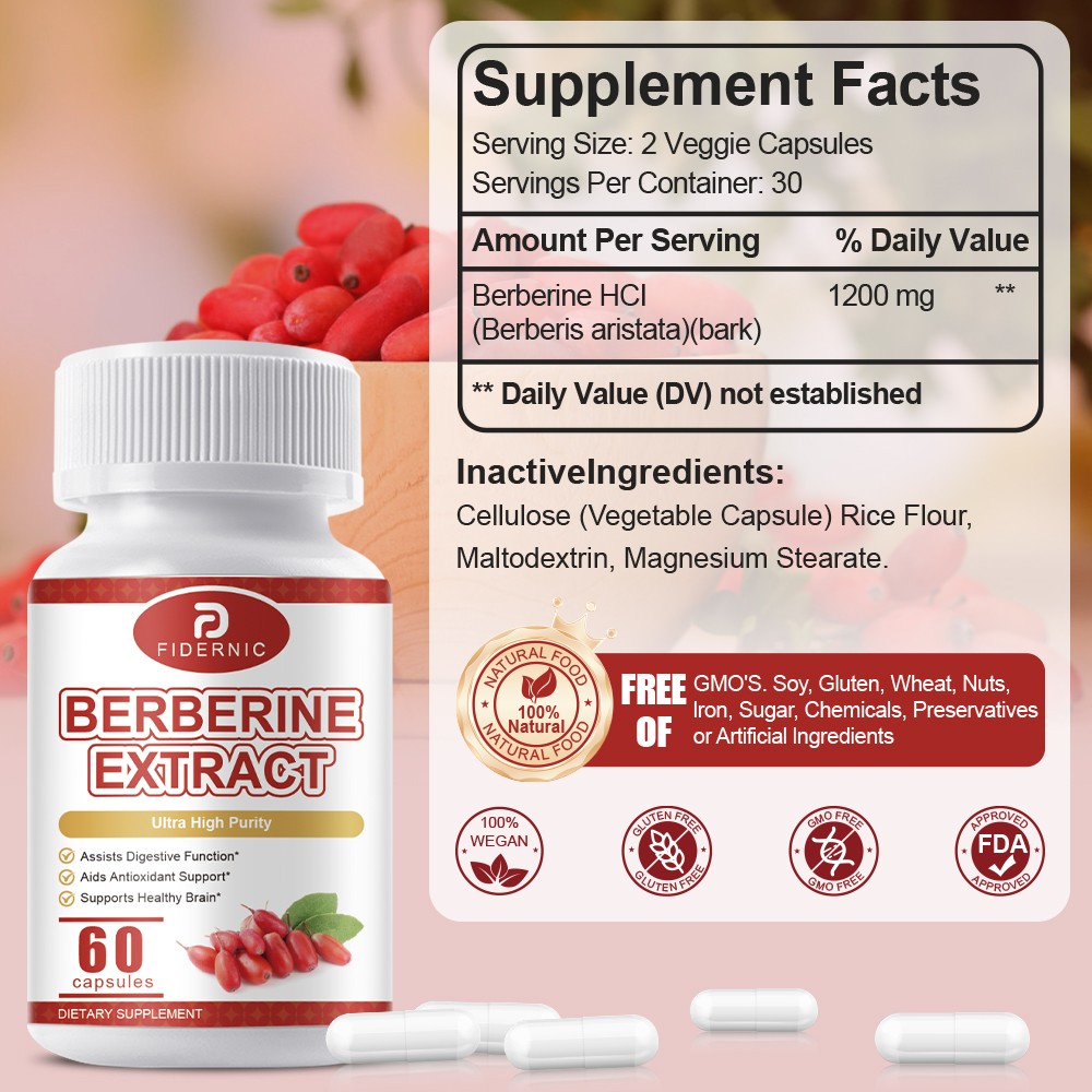 Berberine Hcl 1200Mg Tablet/capsules Support Blood Sugar Supplement Immune Vegan