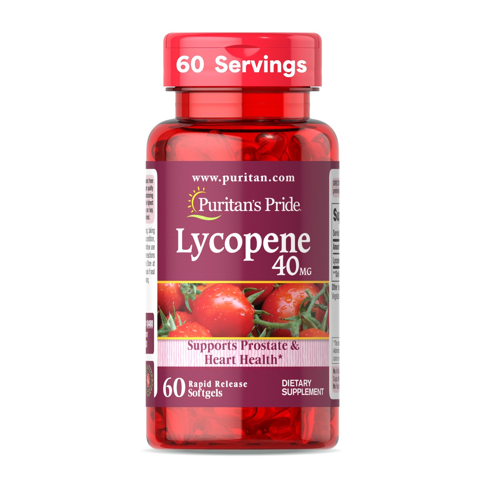 Puritan’s Pride Premium Lycopene 40mg, Dietary 60 Count (Pack of 1),
