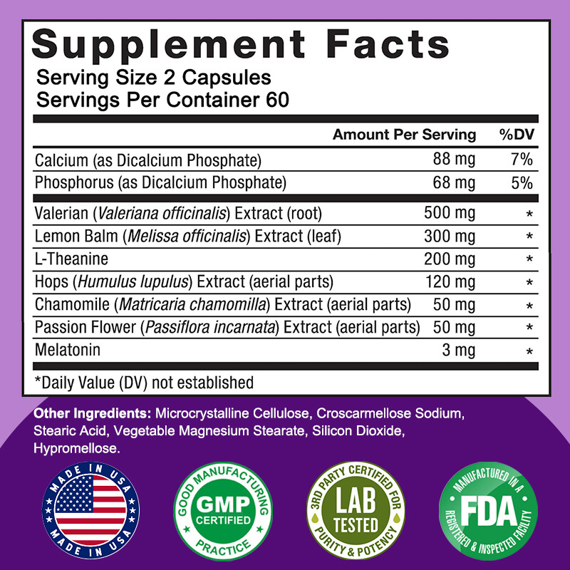 Sleep Capsules 630/60/120ct, Fall Asleep Fast & Stay Asleep, Sleep Supplement