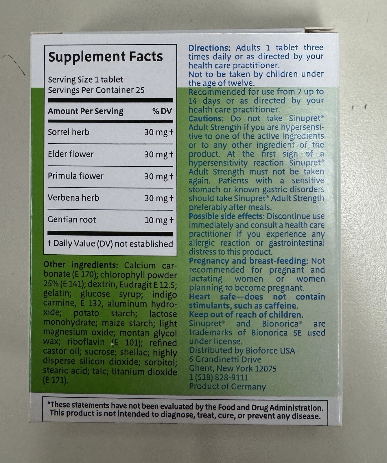Sinupret Adult Strength Sinus and Immune Support Herbal Supplement