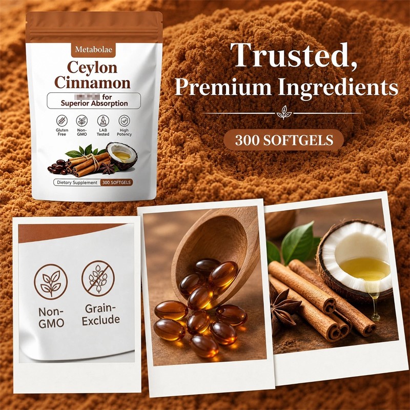 3x Metabolae Cinnamon MCT Oil Softgels, Non-GMO, Gluten Free, 300 Softgels