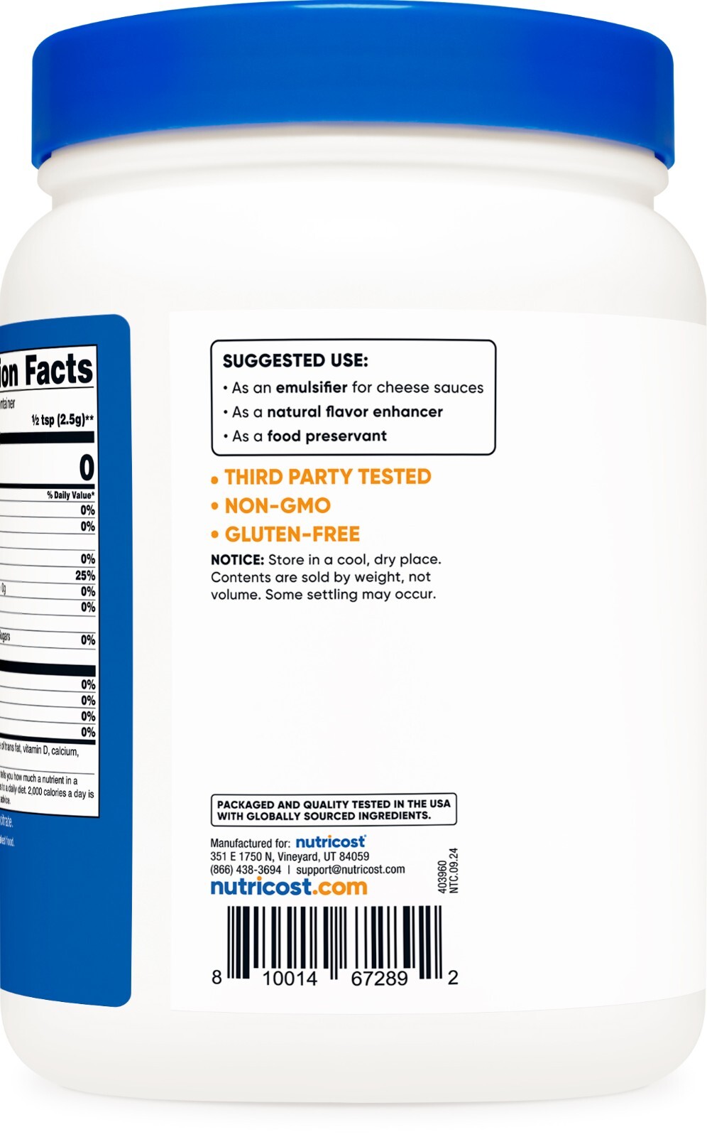 Nutricost Sodium Citrate Powder 2LB (32oz) – Food Grade, Non-GMO