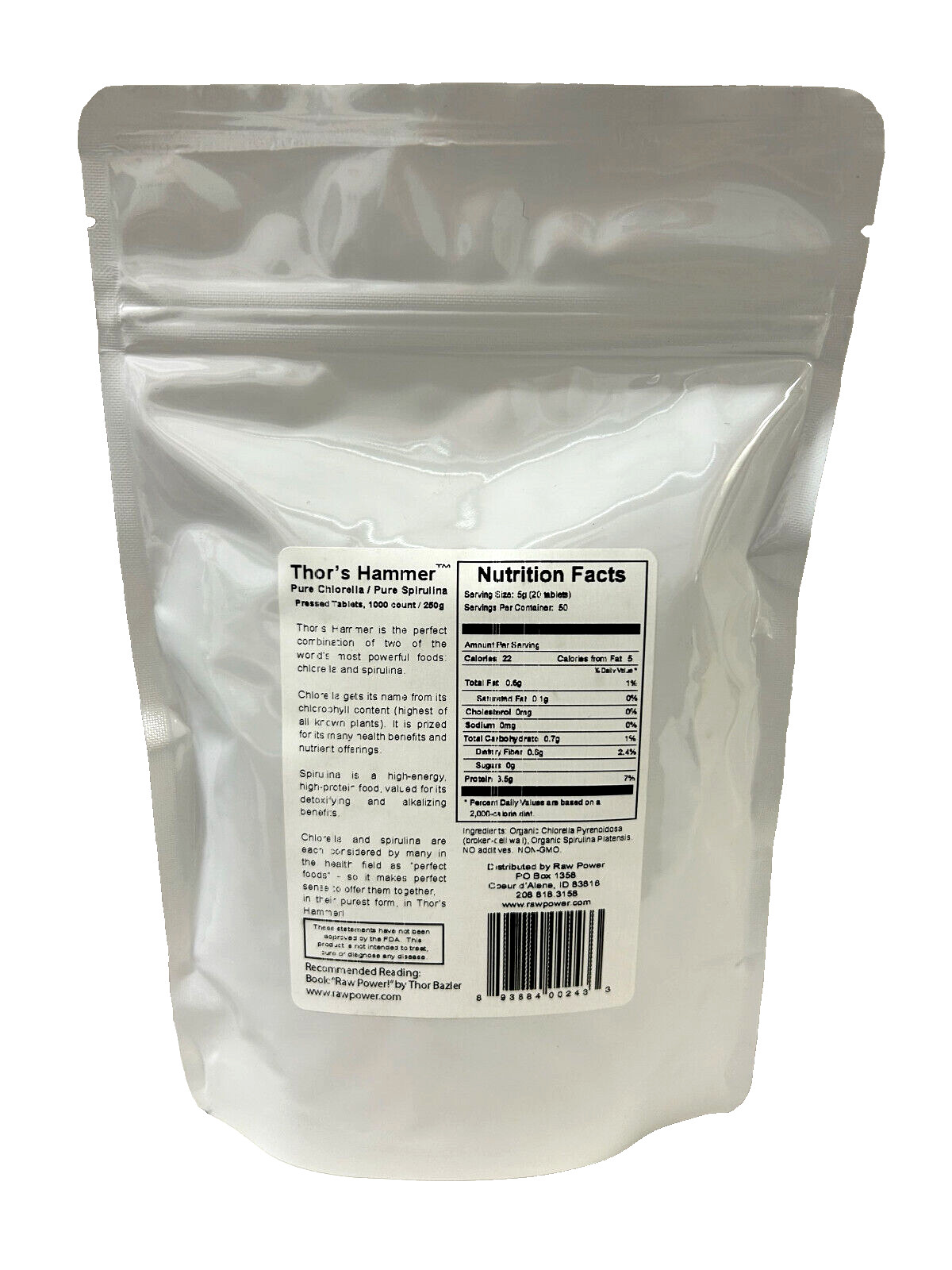 Thor’s Hammer (1000 tablets pure chlorella / spirulina mix, cold-pressed, 250g)