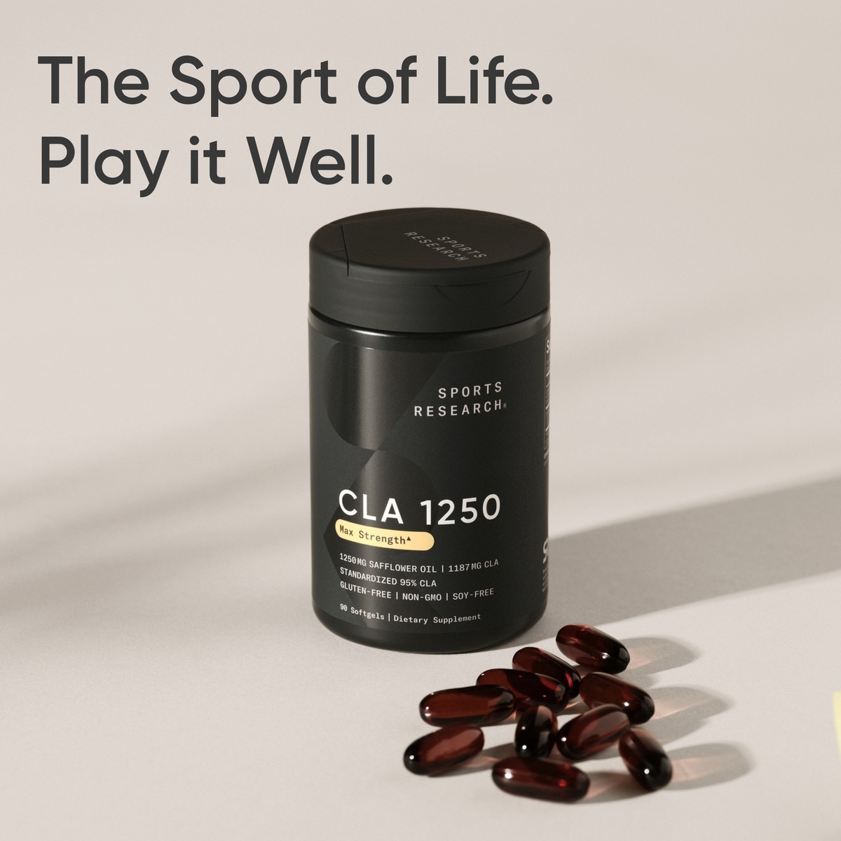 CLA 1250mg Active Conjugated Linoleic Acid, Soy & Gluten Free (90 Softgels)
