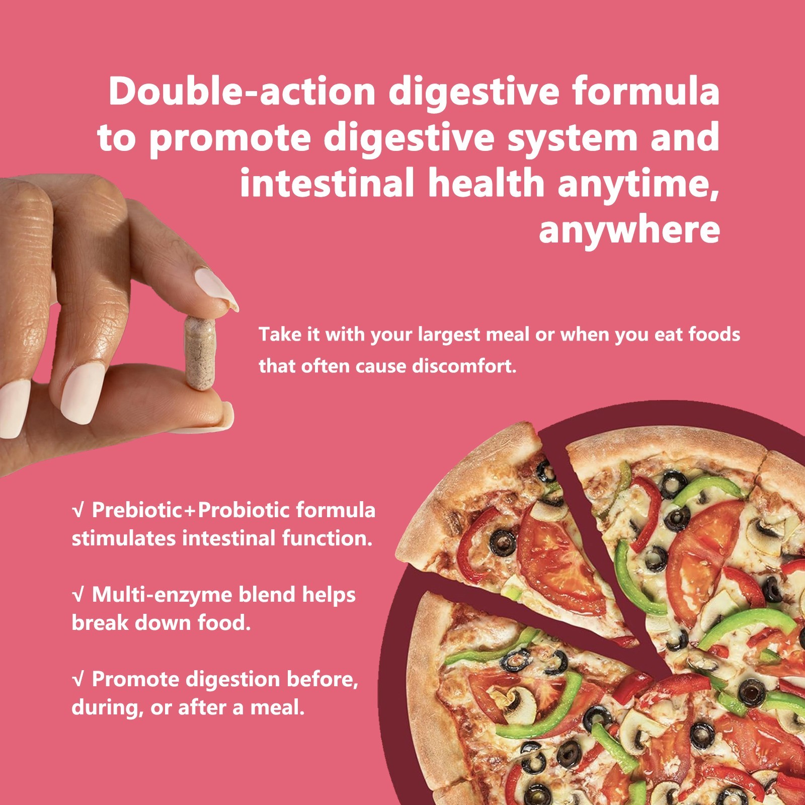 Probiotic 100 Billion & Digestive Enzyme Supplement Food Breakdown 60ct Set