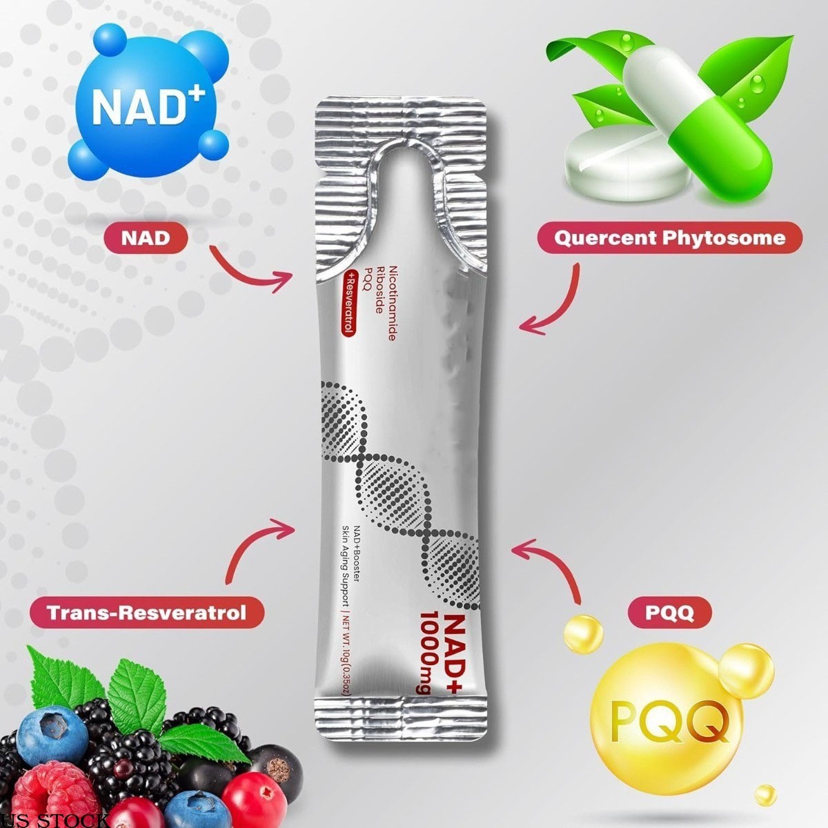 NAD+ 1000mg Liquid Packets Supplement – Premium Nicotinamide Riboside