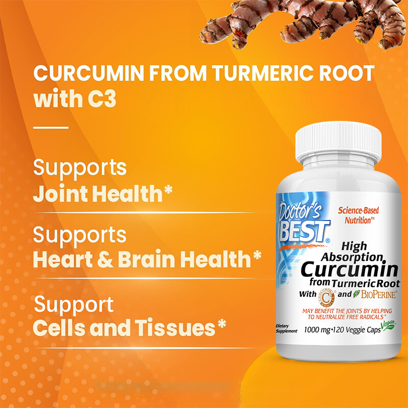 Curcumin Supplement 1000mg – Supports Joint Comfort, Digestion 30/60/120 Caps