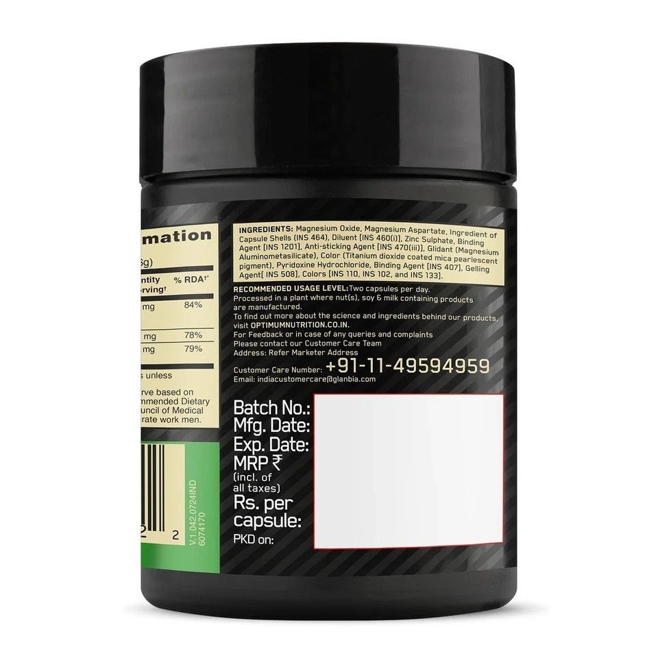 Optimum Nutrition ZMA 60 Caps Zinc Magnesium Aspartate | Strength & Recovery c99