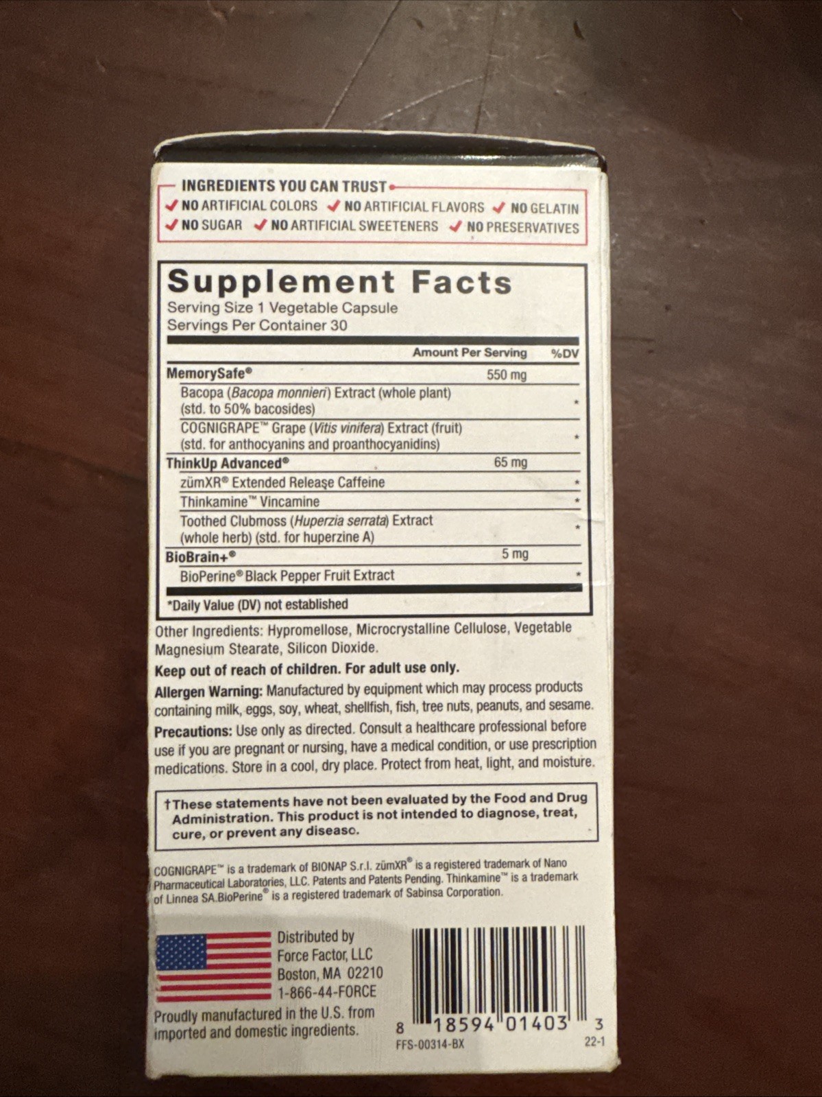 Force Factor Forebrain Brain Booster Nootropic Supplement – Focus Exp:05/26