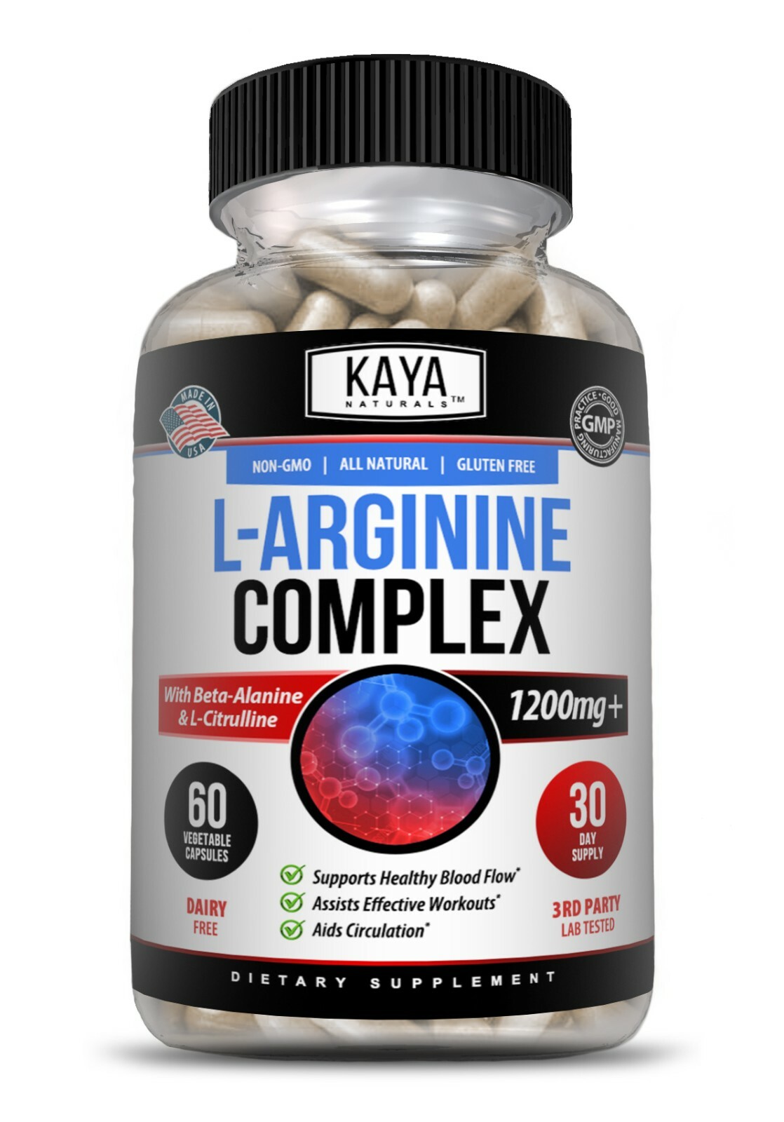 L-Arginine 60 Nitric Oxide, Testosterone Booster, ED Support 2400 mg