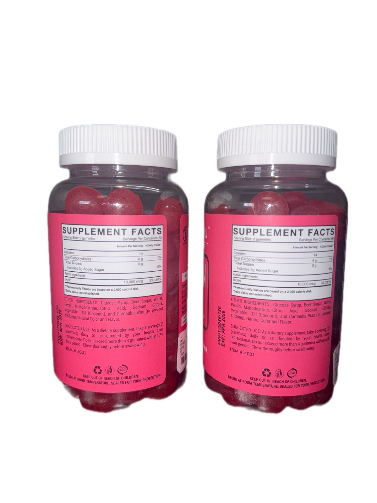 2x Be Happy Be You Biotin High Potency Hair & Nails 120 Gummies Lot of 2 Bottles