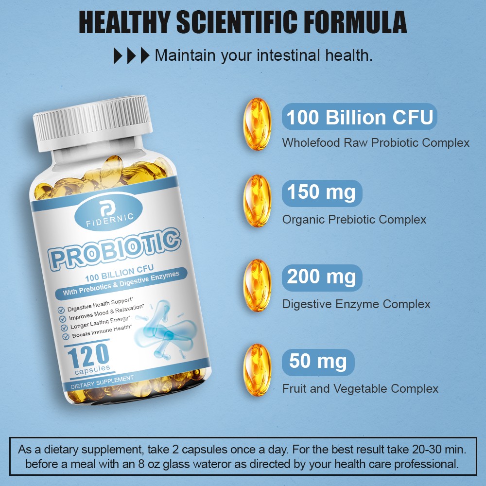 Raw Probiotics 100 Billion CFU Gut Health Digestive & Immunity Support
