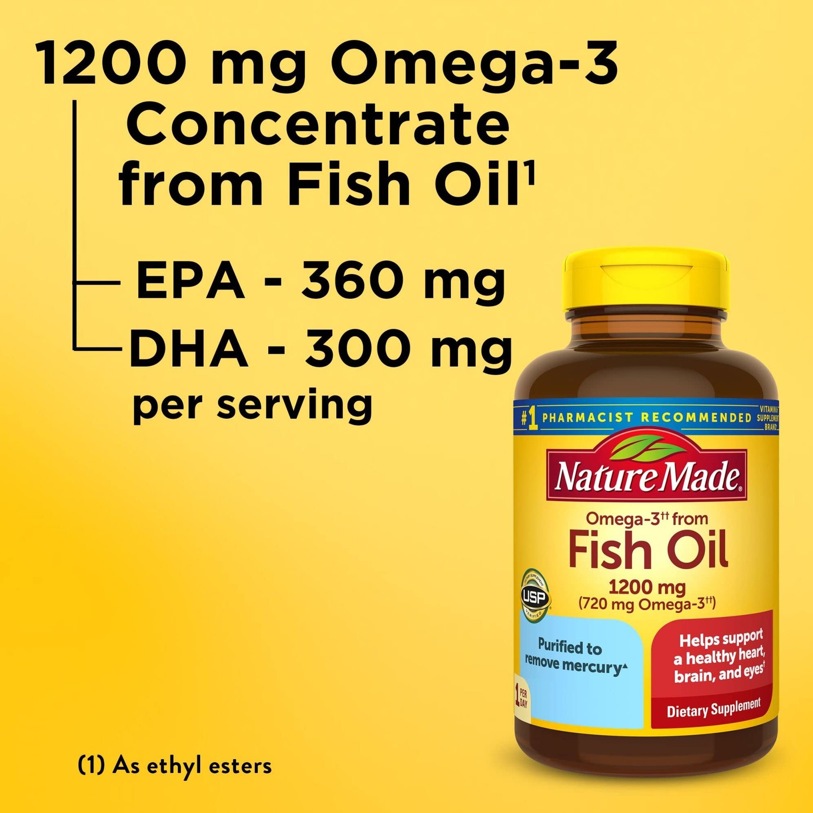 100 Count (Pack of 1), Nature Made One Per Day Fish Oil 1200 Mg Softgels 100…